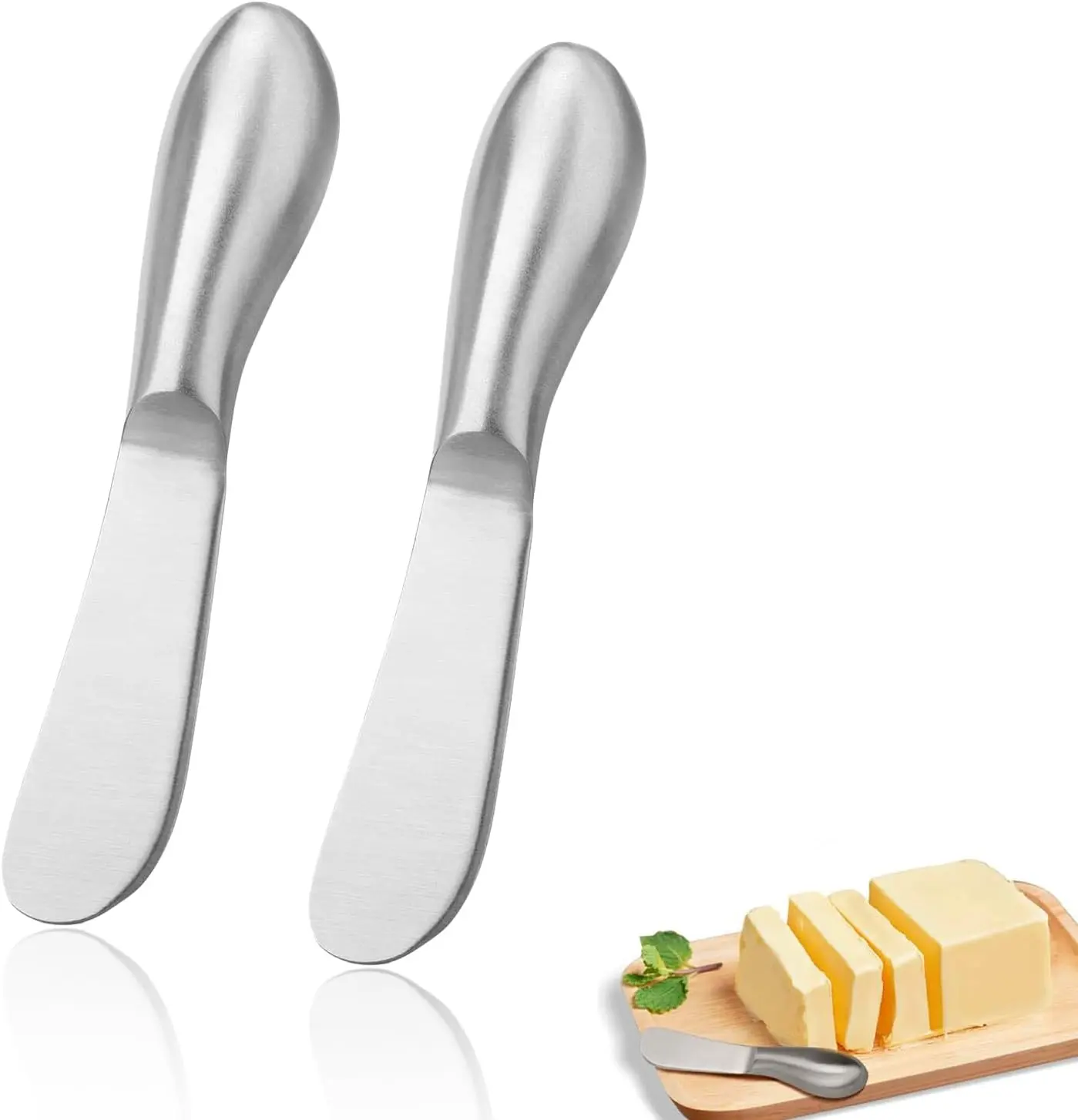 2 Pcs Stainless Steel Butter Knives, Multipurpose Spreader Set | Multipurpose Kitchen Gadgets for Cold Butter, Cream Cheese, Jam, Pastry & Charcuterie Board