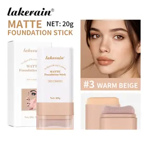 Lakerain Matte Eraser Foundation Stick, Lightweight Makeup Stick, Buildable Concealer, Medium-to-Full Coverage Dual Ended, Multi-Use Face Makeup Bar with brush, Natural Finish, Cosmetic