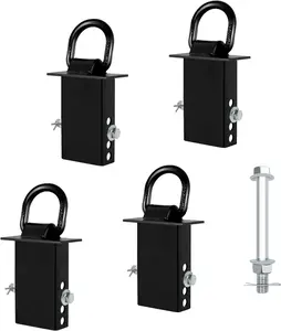 4Pack Trailer Stake Pocket D Rings Tie Downs Heavy Duty 18200lbs D-Ring Anchor 1/2 inch,  Trailer Accessories Black