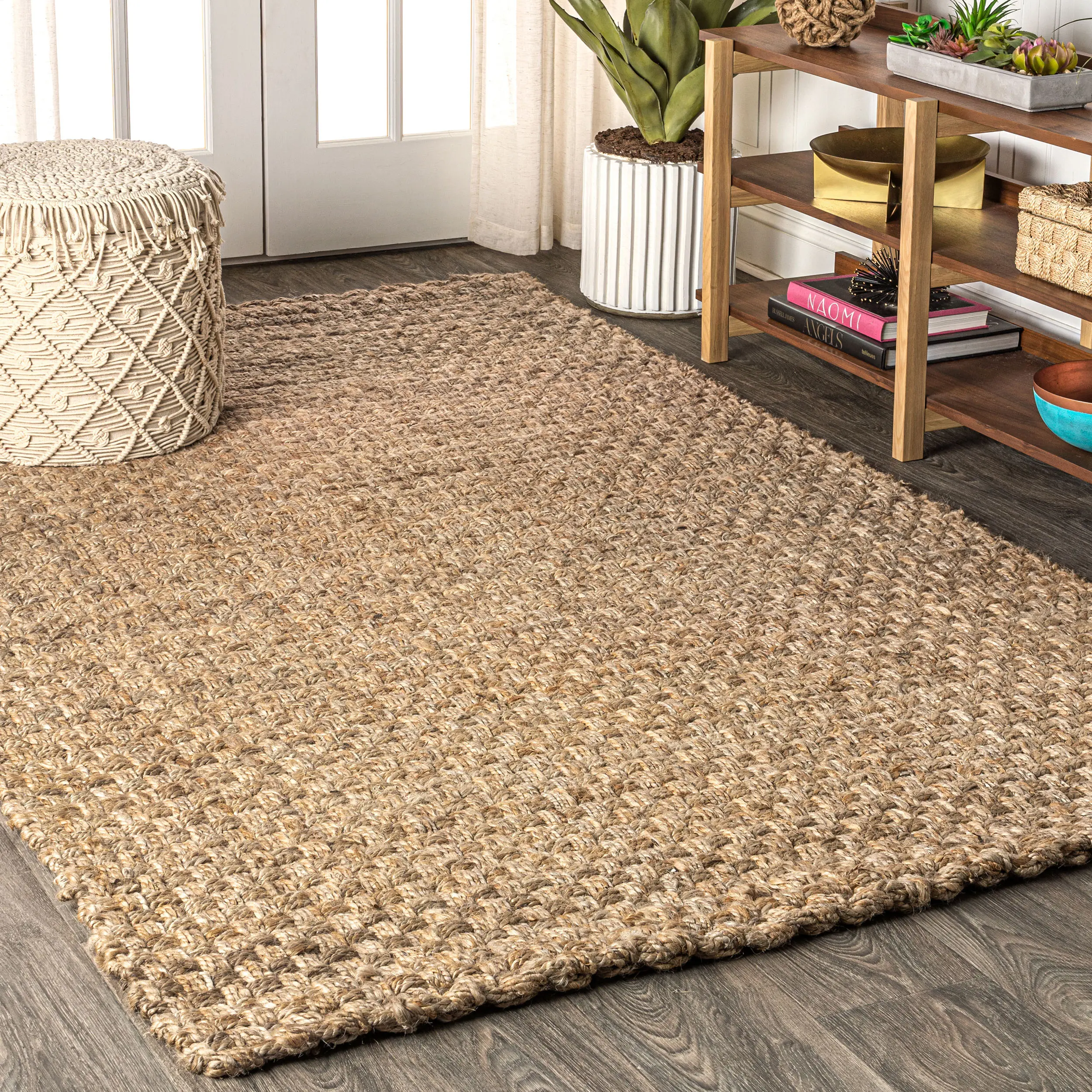JONATHAN Y Estera Hand Woven Boucle Chunky Jute Indoor Area Rug; for Living Room, Kitchen, Bedroom, Dining Room, Office