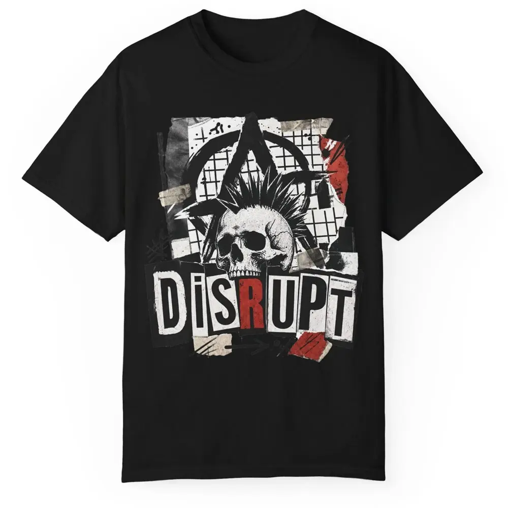 Disrupt Skull Punk T-Shirt Graffiti Anarchy Design
