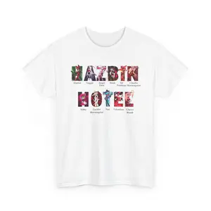 Hazbin Hotel Friend Shirt Alastor Charlie Angel Dust 100% US Cotton Relaxed Fit Crew Neckline Casual Top