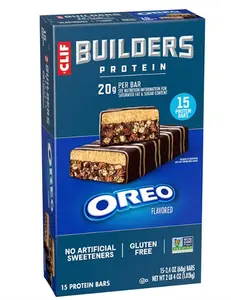 Clif BUILDERS High-Protein Chocolate Milk Snack Bars, 20g Plant-Based Protein, Gluten-Free, Non-GMO, Low Glycemic, No Artificial Sweeteners, 2.4oz Individually Wrapped (15 Pack)
