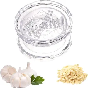 2-Piece Manual Garlic Twister Masher, Plastic Kitchen Prep Tool with Lid - Multi-Functional Mincer for Garlic, Onion, Ginger, Herbs & Nuts