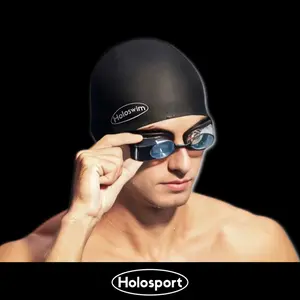 Holoswim Adult Silicone Swim Cap for Long Hair Extra Large Soft Stretch Chlorine Resistant Larger Fit Protects Hair