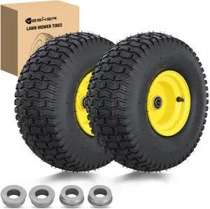 Yesker 15x6.00-6 Lawn Mower Tires, 15" Pneumatic Rubber Tire with 3/4" Axle Bore & 3" Hub Length, Air-Filled Replacement Wheels for Riding Lawn Mowers, 2 Pack summervibes