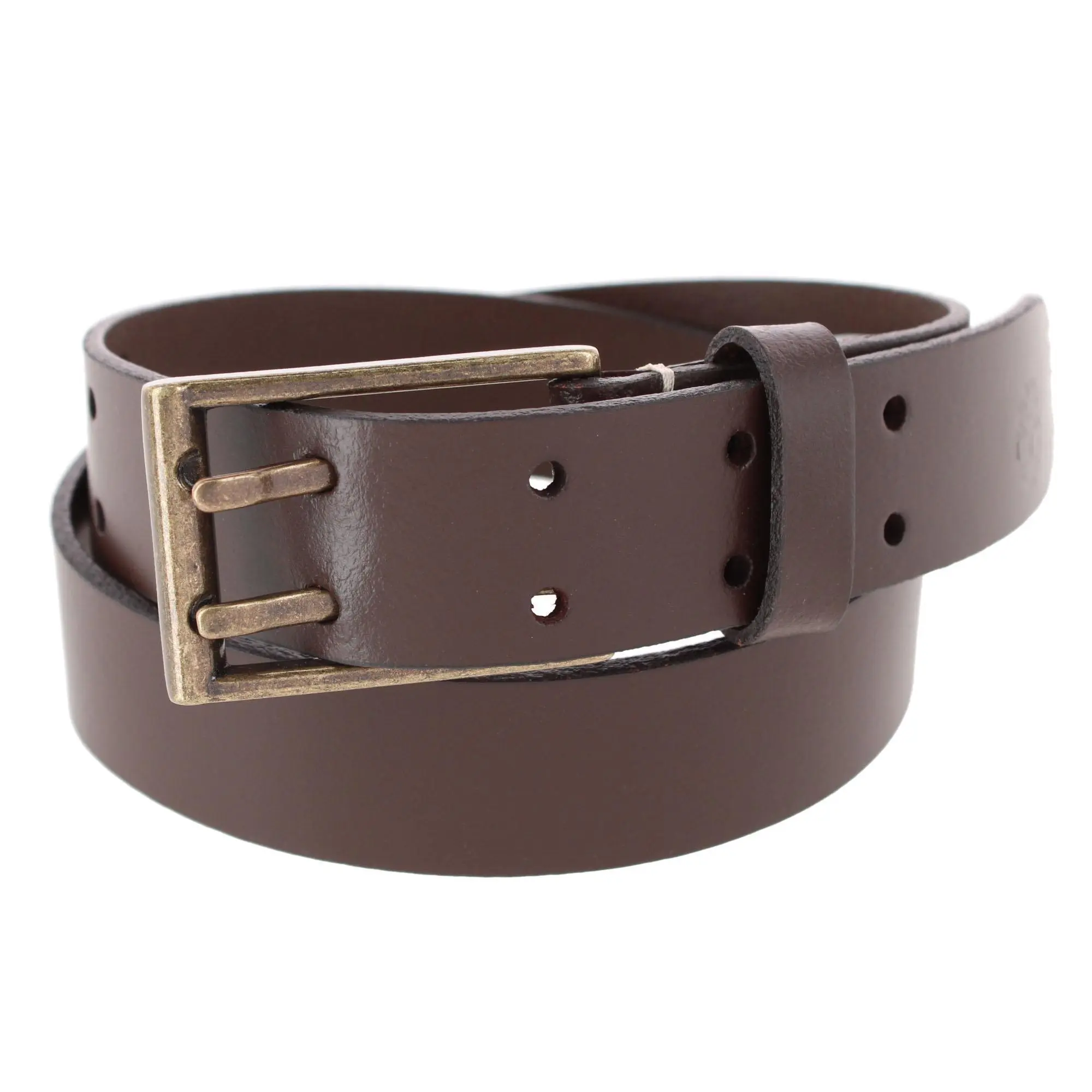 Timberland Boys' Heavy-Duty Leather Belt, Classic Vintage Style with a Double Prong Brass Tone Buckle, 1 1/8 Inches, for School Uniforms & Jeans, Belts, Holidays, 28Mm, Antiqued Brass, 13 - 14 Years