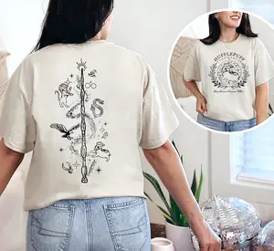 Personalized Hufflepuff Shirt, Wizard House Shirt, Wizarding World Shirt, Hufflepuff House Shirt, HP School Shirt, Magic Wand Shirt, Funny Potter T-Shirt, Pottery Unisex Shirt, Hogwarts T-Shirt, Wizard Shirt Gift For Fan, Gift For Her, For Him I795T