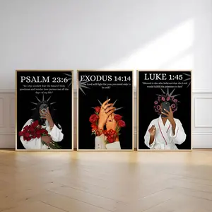 Set of 3 Scripture Wall Art, Bible Verse Print, Black Woman Art, Modern Christian Poster, Christian Quotes Art