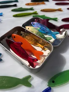 PIN Kawaii Glass Co. Handmade Stained Glass Sardine Pin with Metal Tin! Choose 1 Single Sardine or a Rainbow Pack of 6!