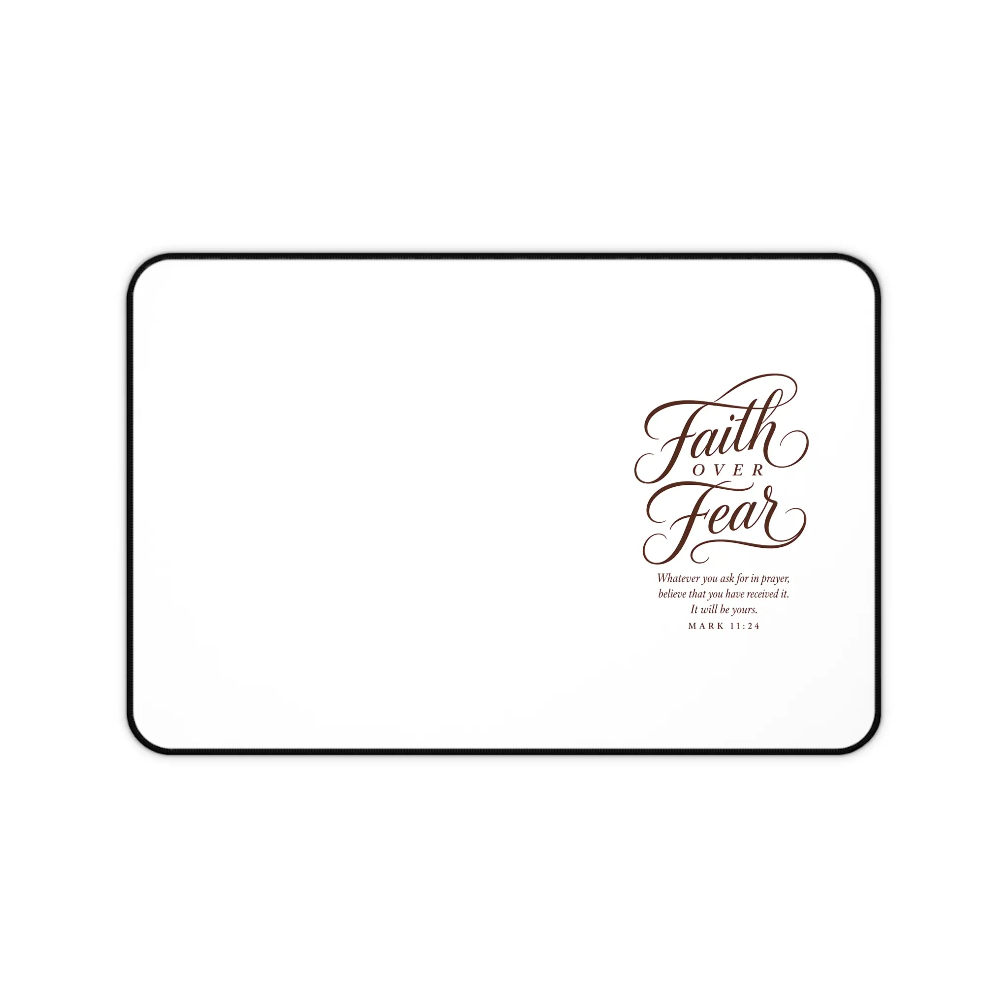 Faith Over Fear script desk mat | inspirational scripture mouse pad