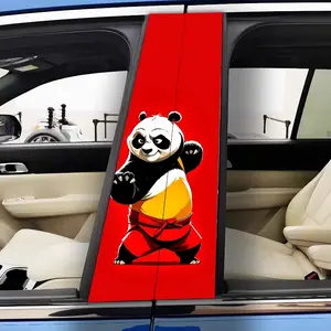 2Pcs Kung Fu Panda Vinyl Car Patch - Simple peel and paste B-pillar protection, durable and old-resistant, perfect for personalizing your vehicle, car protection | Bold visual effects | Peelable stickers, car