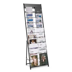 VEVOR Brochure Display Rack, Summervibes,Summervibes, 20 Pockets Magazine Literature Display Stand, Portable Floor Standing Magazine Rack, Metal Newspaper Catalog Holders for Shop, Exhibitions, Office, Trade Show, Black