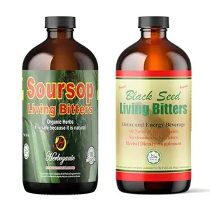Herboganic Soursop Living Bitters Featured with Blackseed Bitters for overall health and wellness | Pack of 2 | 16 Oz Each