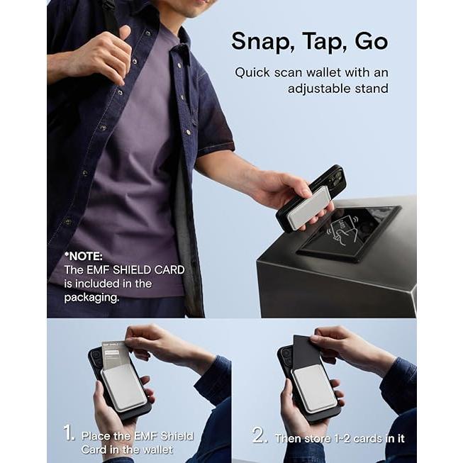 MagSafe Wallet, Card Holder Fit 1-2 Cards, Strong Magnetic Phone Stand with Angle Adjustment, Vegan Leather Phone Wallet for iPhone 17/16/15/14/13/12 Series, Orange Blank Brown White Pink