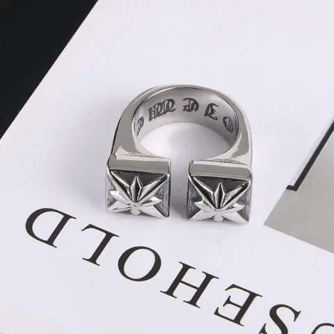 Men's Vintage Stainless Steel Cuff Ring, Statement Ring, Fashion Retro Double Cross Ring for Party, Daily Clothing Decor, Trendy All-match & Exquisite Jewelry for Birthday Gift, Geometric Design Ring, Vintage Rings, Metal Rings, Finger Rings