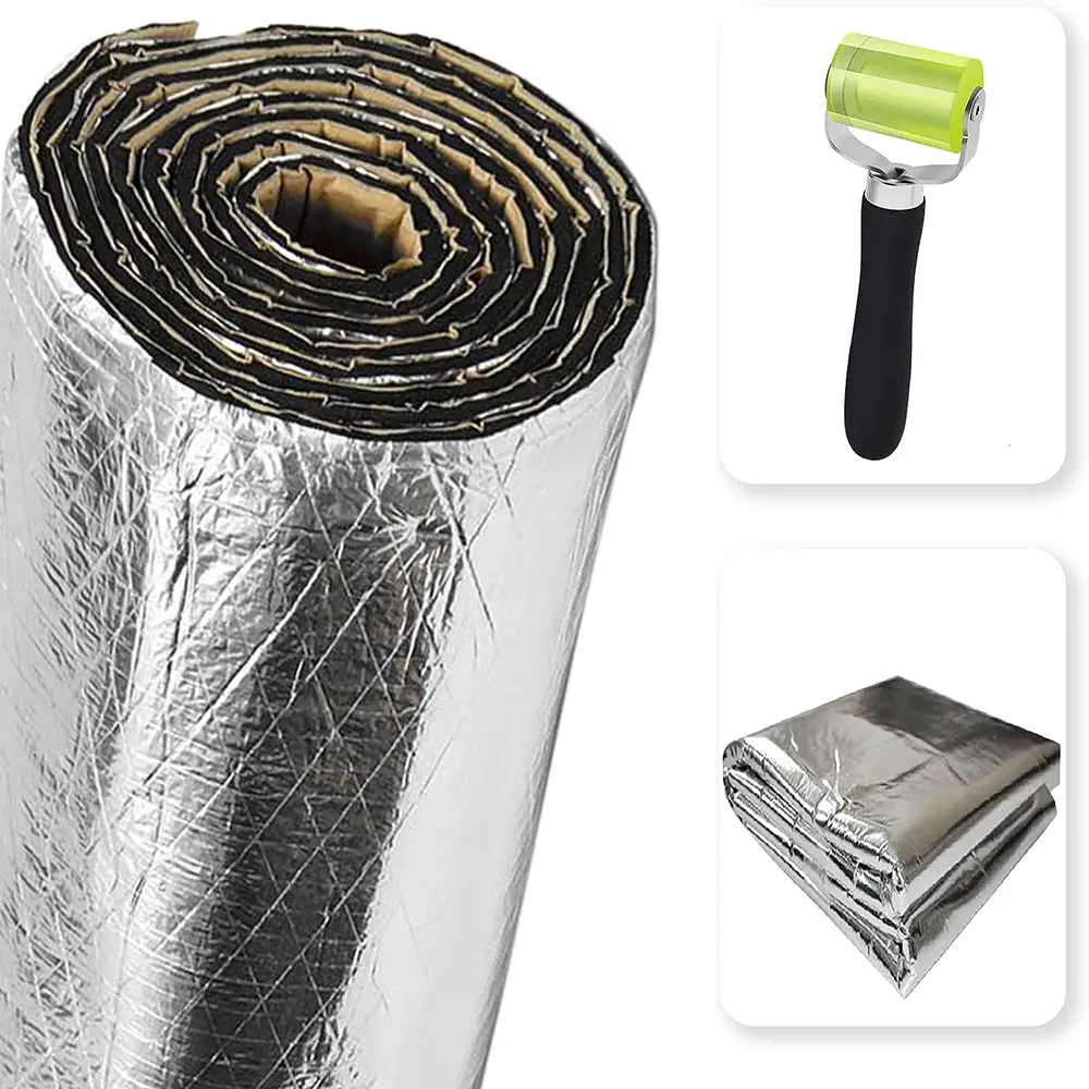 Thermal Sound Deadener Car Heat Shield Insulation Noise Reduce Mat 10mm Thickness 394mil Mats with Roller,for Auto Hood Engine Roof Door and Trunk