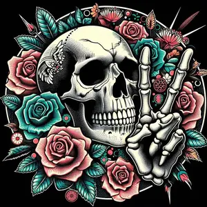1 set of DIY diamond painting kit, 5D diamond art set, DIY decoration skull, rose, gesture. Mosaic, diamond art, DIY art home decoration.