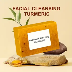 Kojic Acid Soap & Turmeric Serum Skincare Kit, Gentle Daily Cleanser for Acne Skin, Reduces Acne Scars + Soap Saver Bags
