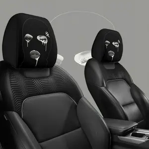 A Set of 2 Dark Themed Head Pillowcases Featuring Tearful Mask Characters, Perfect for Elevating Car Interior, Easy to Install & Remove, Washable, Perfect for Daily Commutes or Road Trips, Fun Vehicle Accessories, Decoration