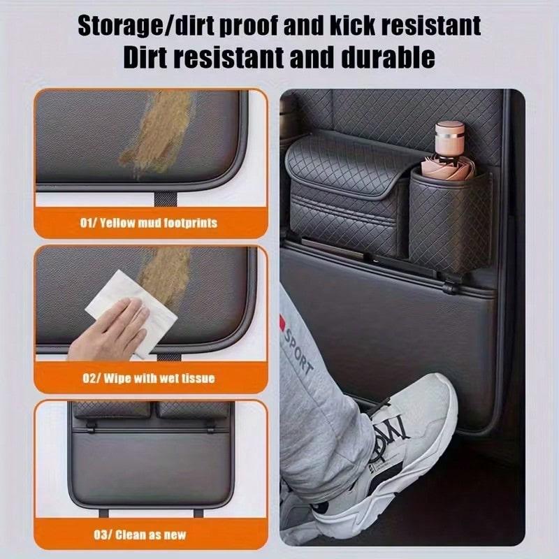 TAIMASI 1pc Diamond Pattern PU Leather Car Seat Back Organizer For Kids - Multi-Pocket Storage Space - Perfect For Thanksgiving, Christmas, New Year's, Easter, And Back-To-School Season