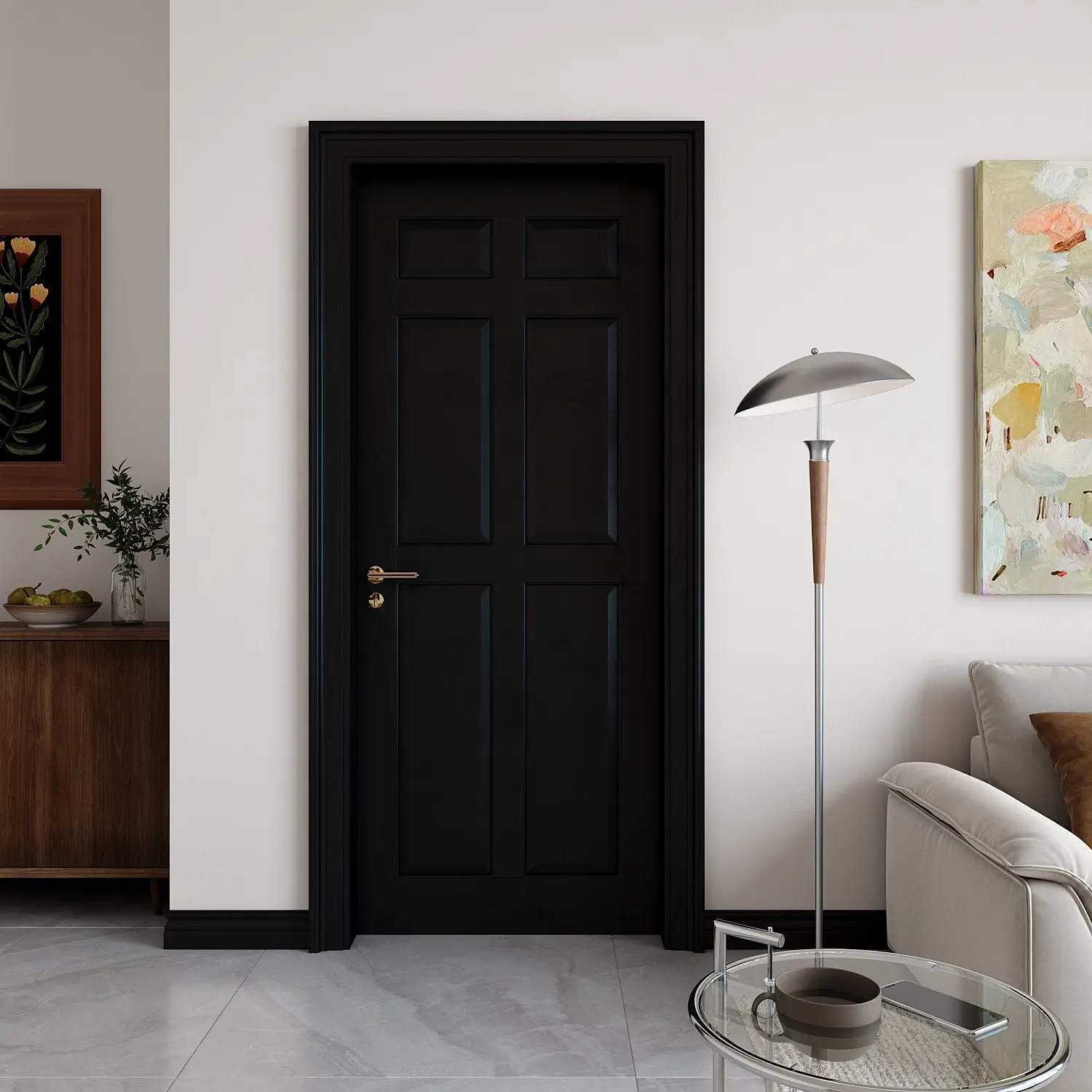 6-Panel Interior Door,Black Primed Panel Pre-Assembled French Door for Closet Pantry Bedroom Livingroom Study Office,as Prehung, Pocket, Barn Doors-Shaker w/o Hardware