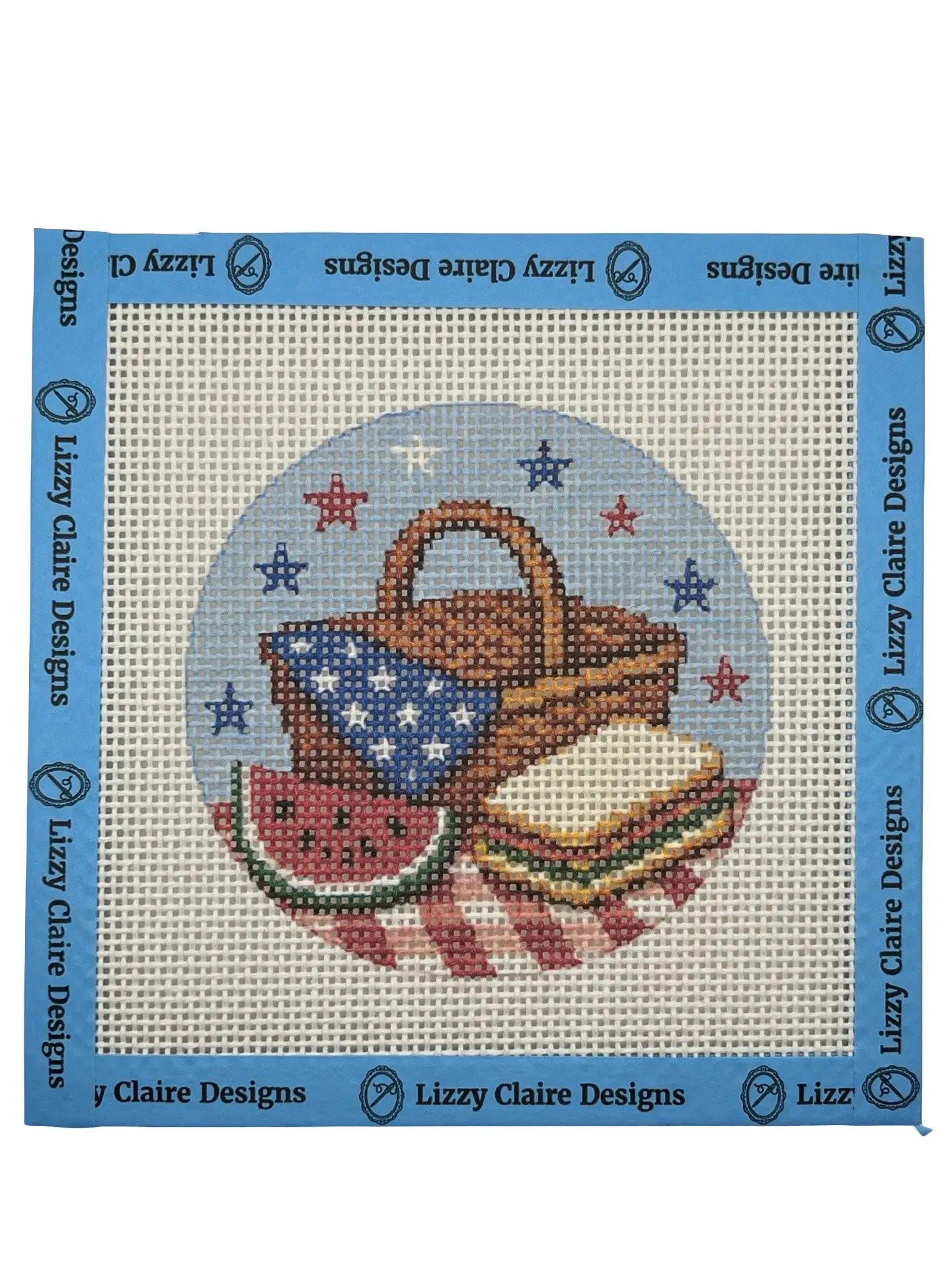 Patriotic Picnic - 13 mesh - 6 x 6 - Needlepoint Canvas Patriotic Picnic - 13 mesh - 6 x 6 - Needlepoint Canvas