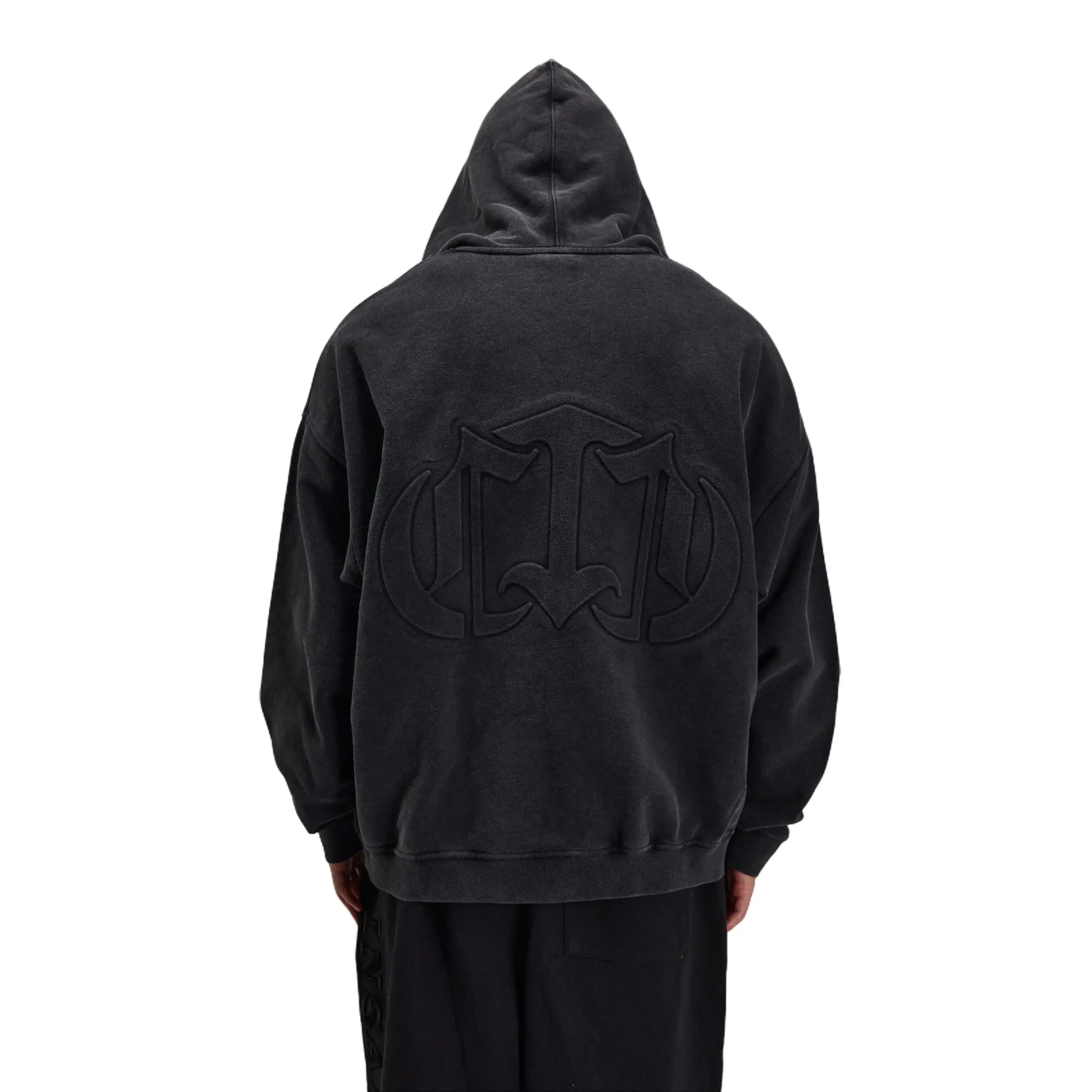 Embossed Black Heavyweight Zip-up