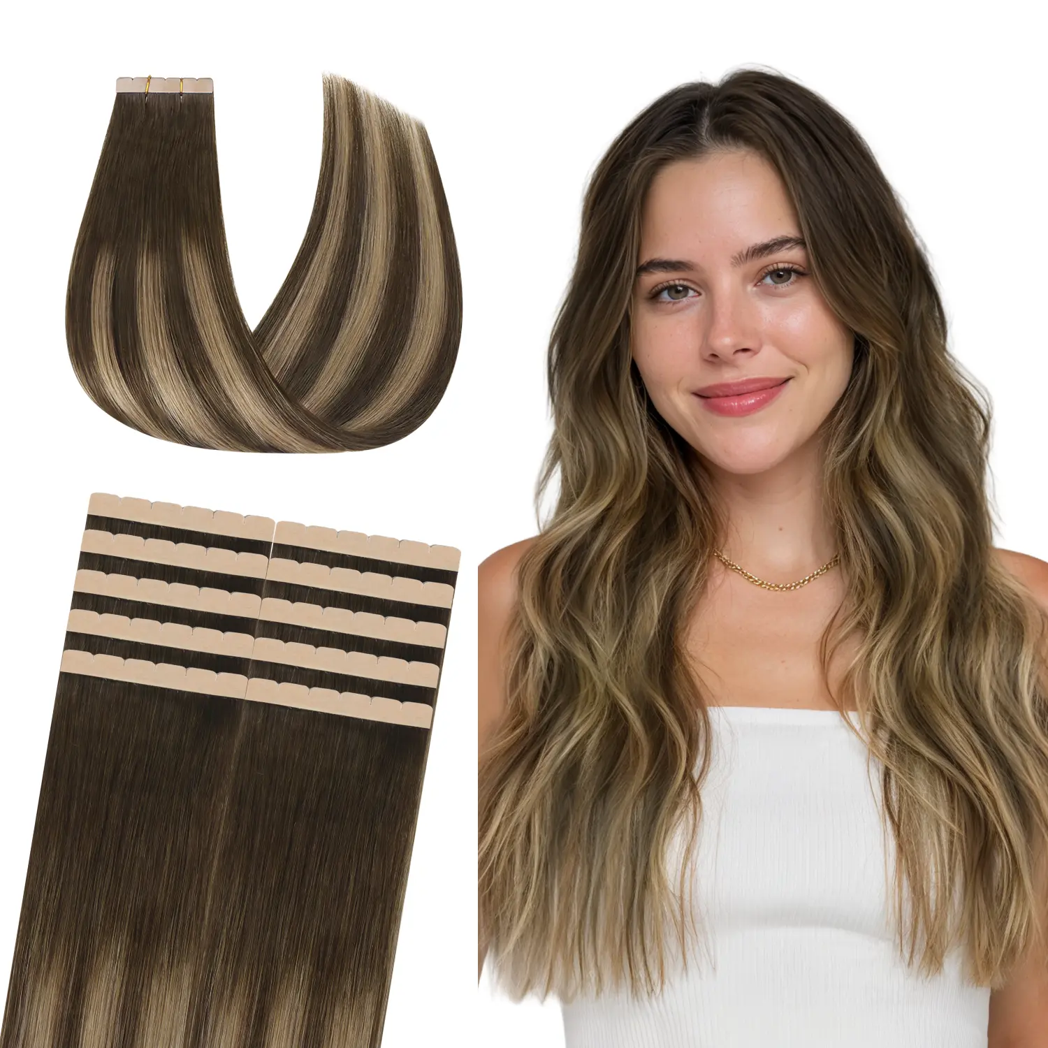 #4/27/4 Balayage Chocolate Brown to Caramel Blonde