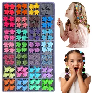 112 count  Hair Clips - 28 Color Mini Flower and Butterfly Clips for Girls,  - Small Claw Clips With Organizer Box - Cute Hair Accessories