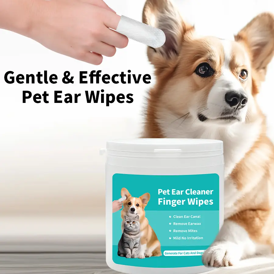Dog Mom 's Day Ear Cleaner Finger Wipes 50 Counts, Grooming Kit Care for Dogs and Cats Grooming wipes