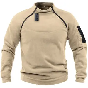 Men's Sports Jacket with Double Zipper, Plus Size Autumn and Winter New Outdoor Fleece Coat, Men's Thickened Warm Double-Sided Velvet Shirt, Polar Fleece Jacket, Warm Stand Collar Outdoor Winter Jacket, Breathable and Comfortable Street Fashion Long Sleev