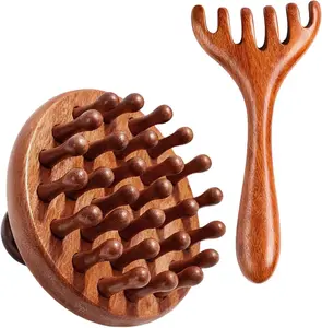 2Pcs Bamboo Scalp Massager Set, Wooden Scalp Massager, Hair Massager Scalp Suitable for Head Relaxation and Hair Care for men, women