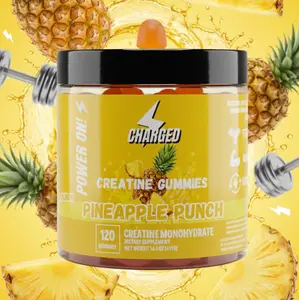 CHARGEDSUPPS 4-in- Creatine Gummies 120ct with 5g  Creatine Monohydrate BCAAs Taurine & L-Carnitine for Strength Recovery Muscle Focus & Energy