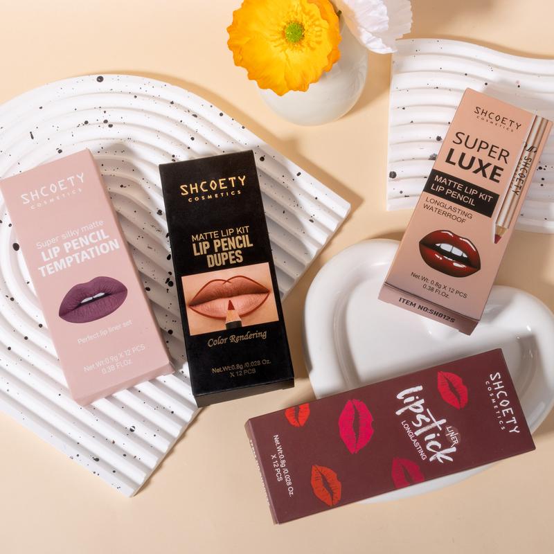 48-Color Matte Set, Lip Liner Kit, Waterproof and Long-Lasting, Easy to Apply for Full Lips, Defines Sexy, Unique Lips in Coffee Shades