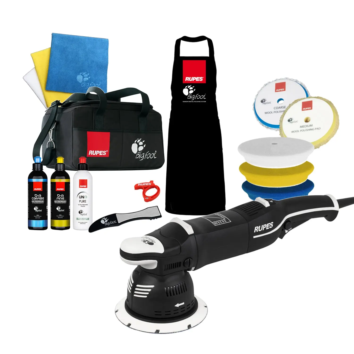 Rupes LK900E Mille Complete Random Orbital Polisher Kit - Portable Orbital Polisher for Large Surfaces, with Forced Rotation, Improved Efficiency, More Power and Torque