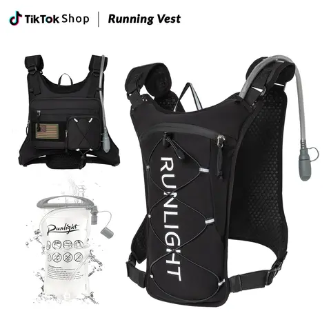 Runlight Men's Tactical Athletic Hydration Vest - Multi-Function, Adjustable Fit, Velcro Straps, 1.5L Water Bladder, Lightweight Gun Accessories Chest Pack, Convenient Storage, for Outdoor Enthusiasts & Fitness Activities