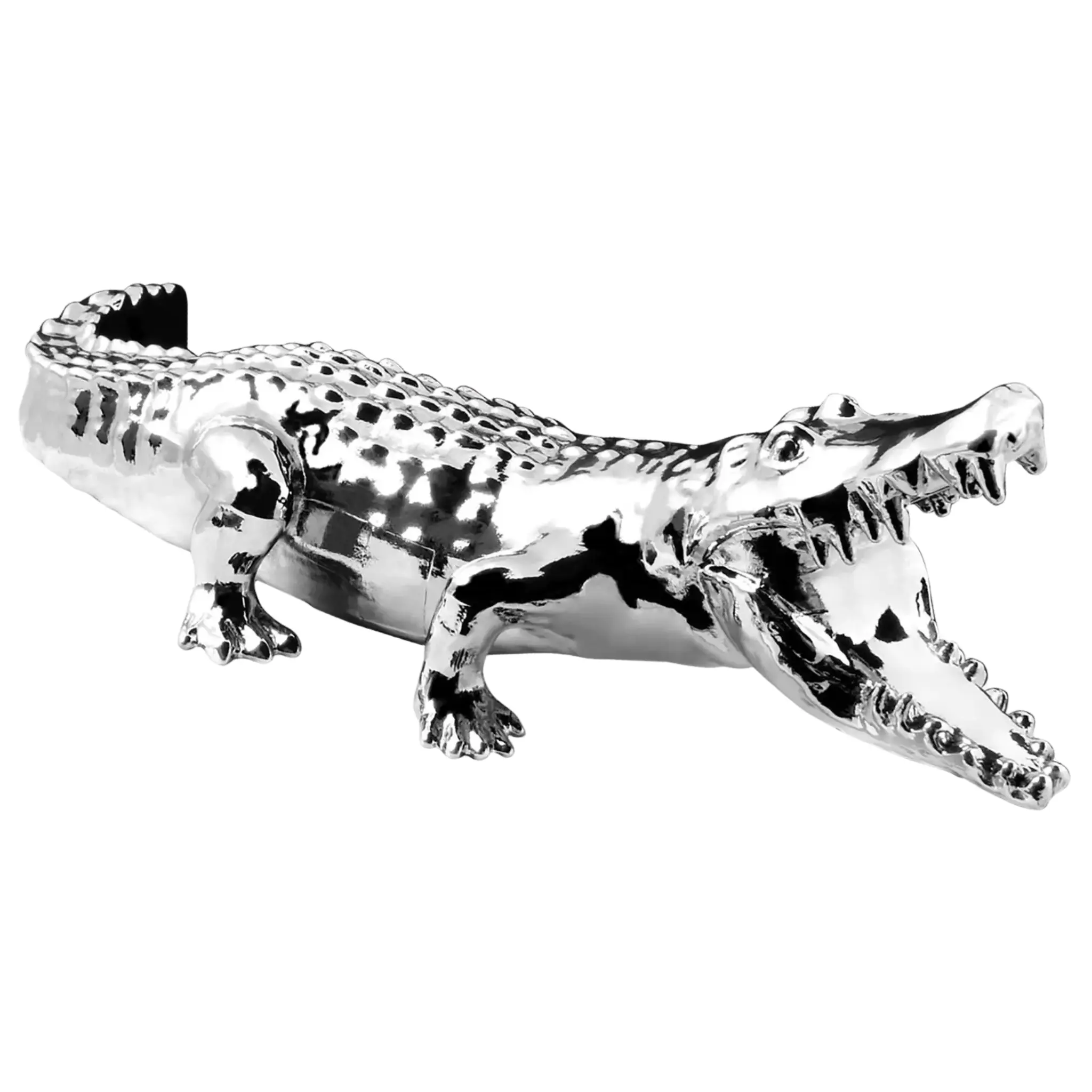 Grand General Chrome Wild Alligator Hood Ornament Statue - Metal Sculpture with Bolt for Home Decor, Model 48196