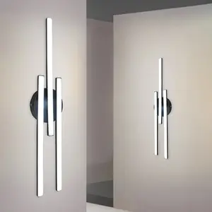 Modern Minimalist LED Wall Light, Three-Tone Dimmable Long Strip Bedside Lamp, Matte Metal Silicone Shade, Living Room Corridor Decorative Lighting, Adjustable Lights