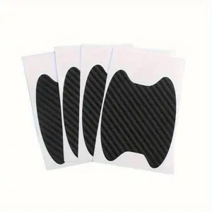4 x Carbon Fiber Door Stickers, Car Door Trim Sticker, Scratch Resistant Car Handle Protectors, Matte Self-Adhesive Decals with Stripe Patterns, Sticker For Cars, Single-Use - Fits Front Handles on Plastic Surfaces