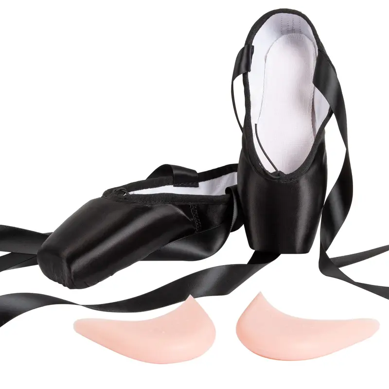 Linodes Professional Satin Pointe Ballerina Shoes - Mid-High Cut, Ample Toe Box, Double-Stitched, Balance-Enhancing Upper, Durable Dance Footwear for Pointe Dancing