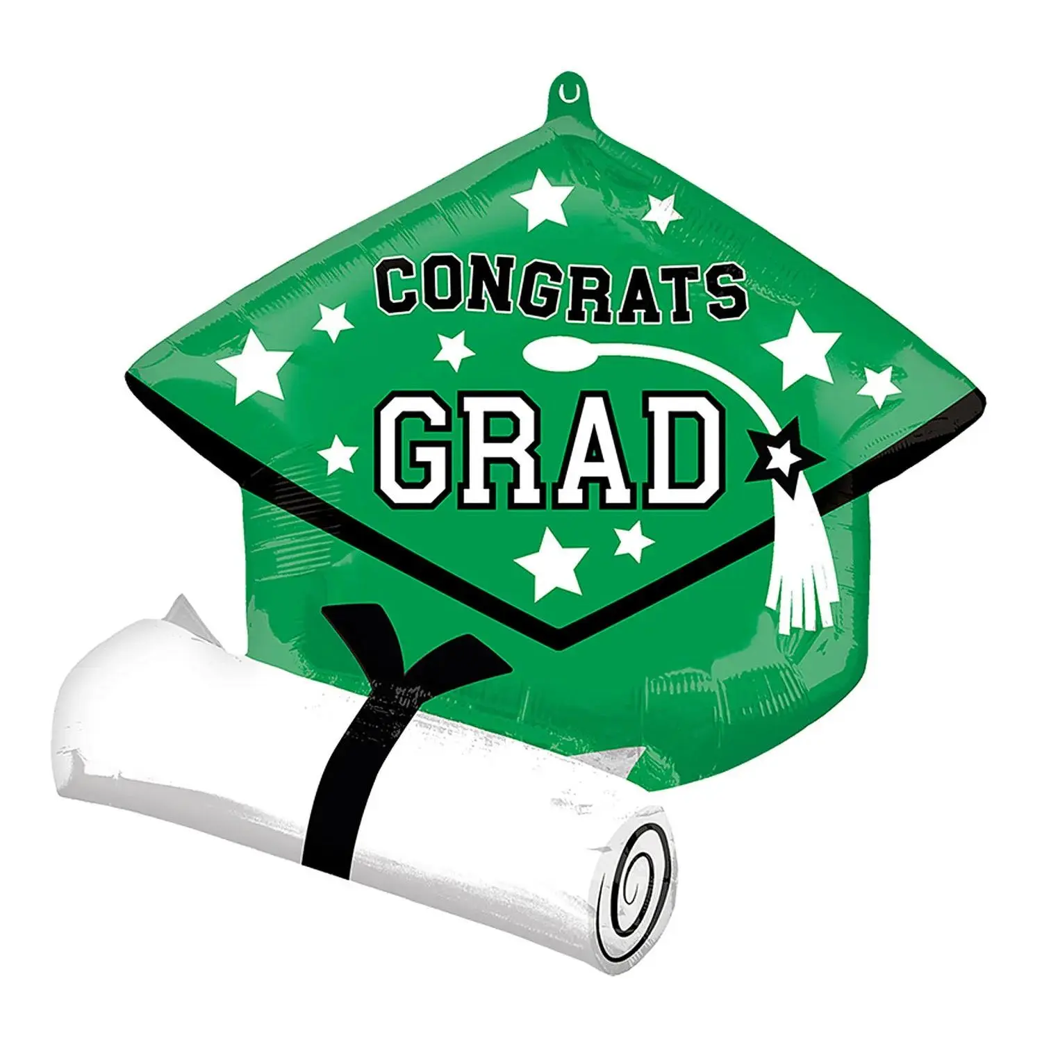 Green Congrats Grad Diploma & Cap 25" Mylar Balloon