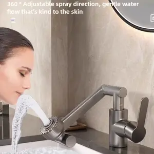 Cat Faucet Set, Cold Hot Dual Use Undermount Basin, Bathroom Sink Mixer Tap with High Foot Accessories, Home Kitchen Supply