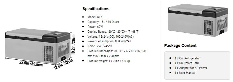 VEVOR 12 Volt Refrigerator with APP Control, TikTokShopBlackFriday, Portable Mini Car Fridge w/ -4℉-68℉ Cooling Range & 12/24V DC & 110-240V AC Electric Compressor Cooler For Camping, Road Trip, Travel, Outdoor and Home Use