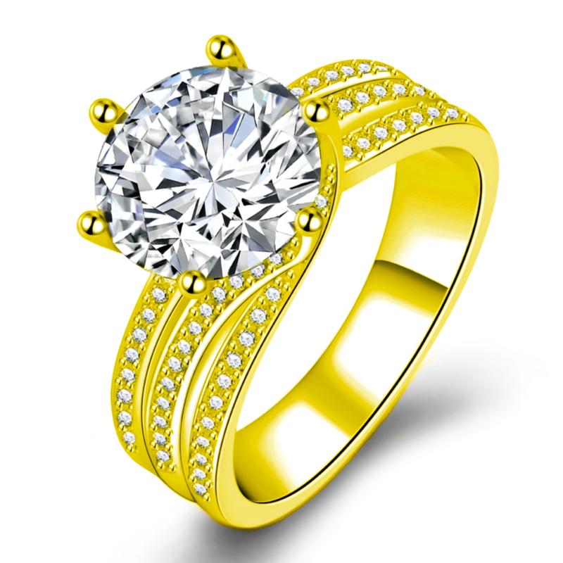 5ct Luxury Moissanite Diamond Ring - 925 Silver plated with 18K gold   Full Diamond Popular Women's engagement wedding Ring ,D-VVS1, GRA, J088
