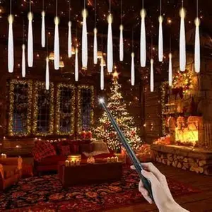 Flameless Candles with Magic Wand Remote for Christmas Decor, 6.6" Floating Candles Battery Operated Hanging Window Candles, Flickering Electric LED Candle for Christmas Halloween Decorations