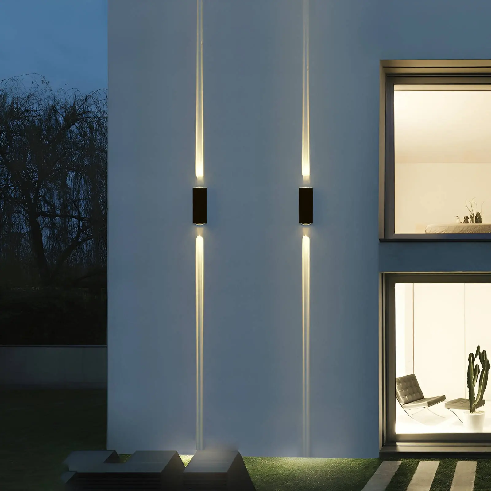 Modern Outdoor Wall Light - Waterproof LED Beam Sconce with Minimalist Design, IP65 Rated Exterior Lighting for Garden/Patio/Front Door, Energy Efficient Dusk to Dawn Wall Lamp