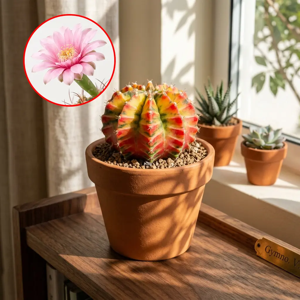 Variegated Moon Cactus Gymnocalycium Cactus Colorful Indoor Succulent Plant Easy Care Collector Plant Home Decor