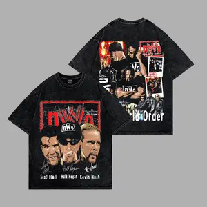 New World Order (nWo) WWE Classic Premium Wrestling Acid Washed 100% Cotton T-Shirt nWo 4 Life Crew, Too Sweet Nation Shirt, WWE Fans Shirt, WWE Event Outfit