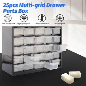 25 Drawer Plastic Storage Cabinet Multi-Layer Desktop Drawer Organizer Garage Tool Storage Box Makeup Cosmetic Organizer Home Office Craft Hardware Small Parts Organizer
